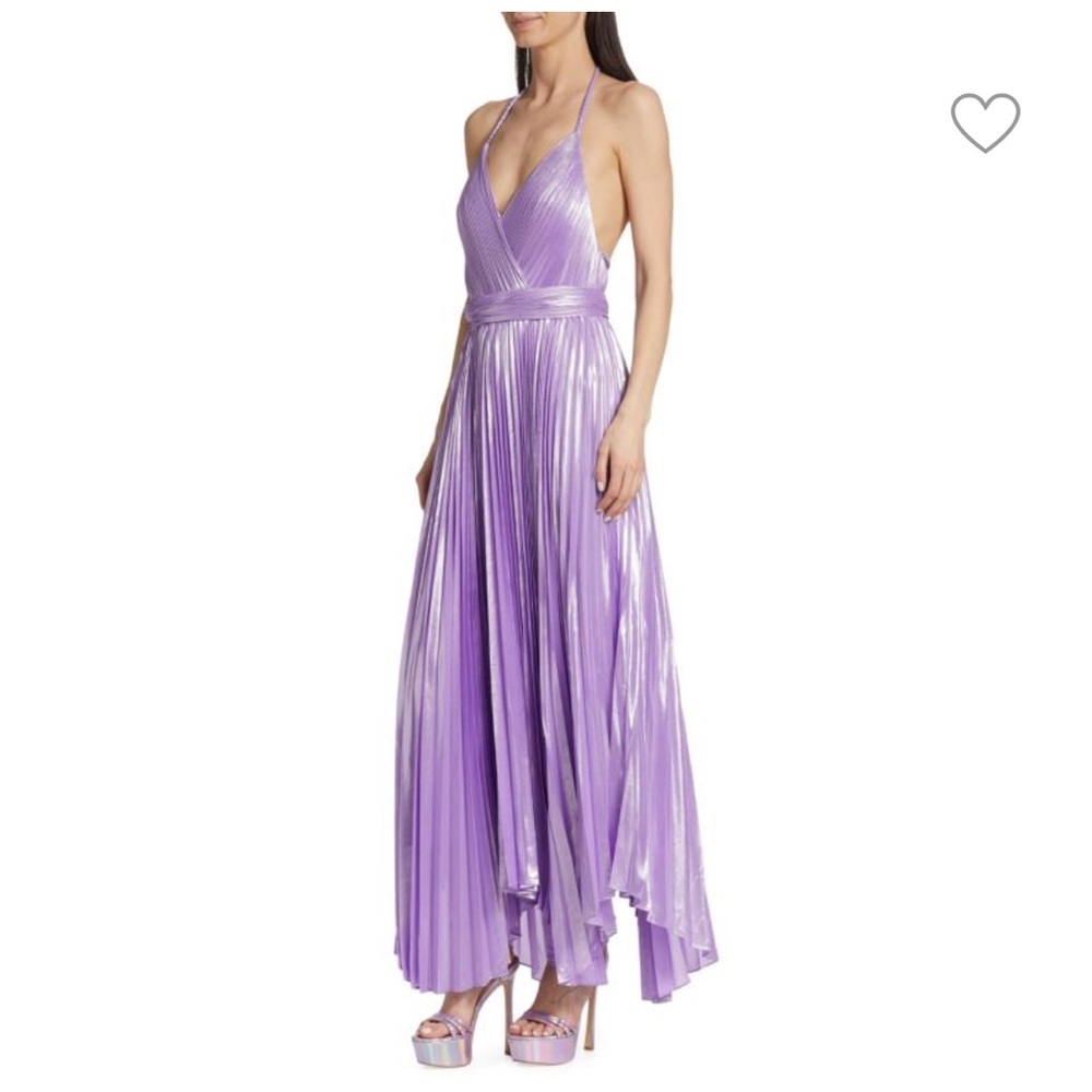 Alice + Olivia Arista Halterneck Accordion Pleat Maxi Dress size 8